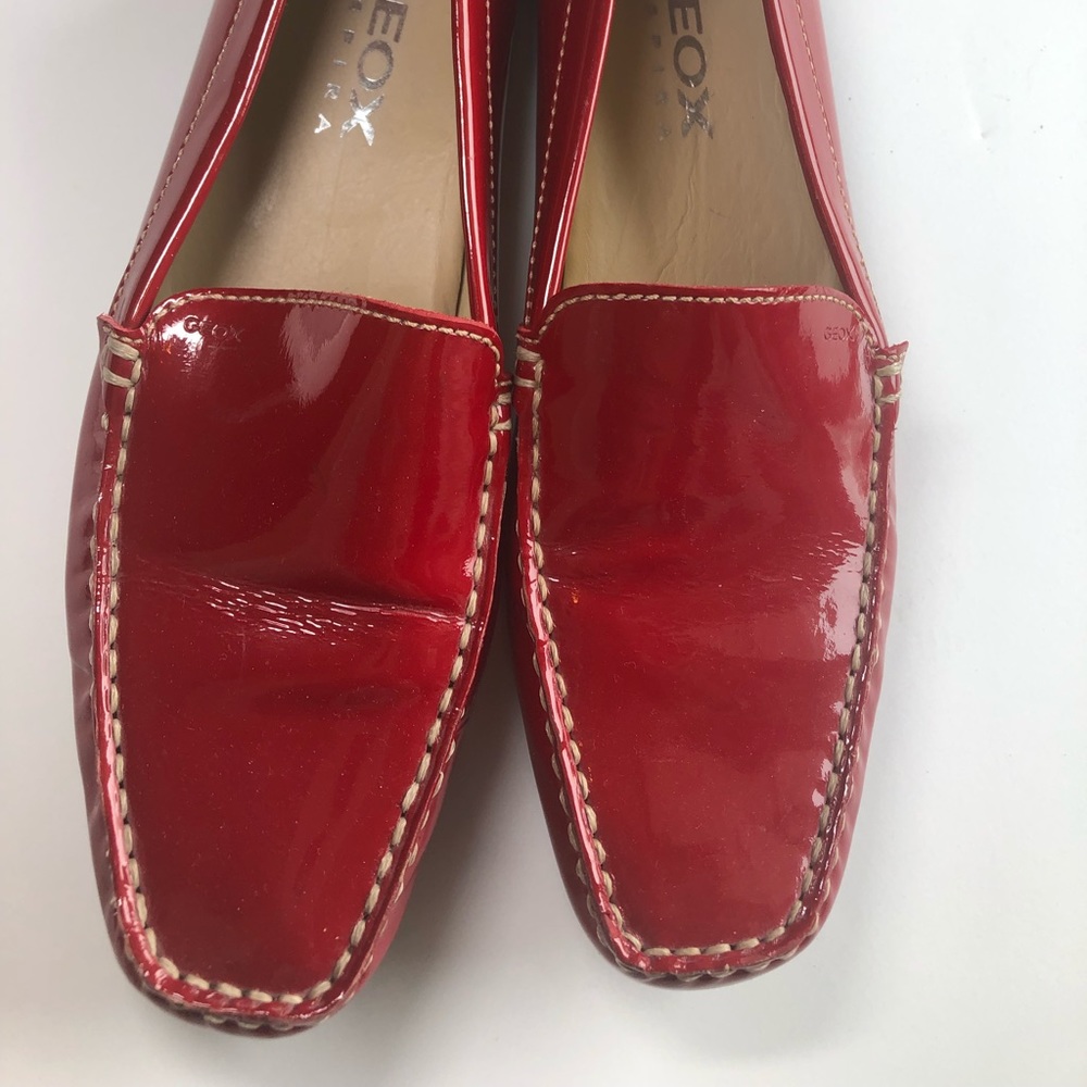 GEOX 29.5 red patent driving Mocs loafers 9.5